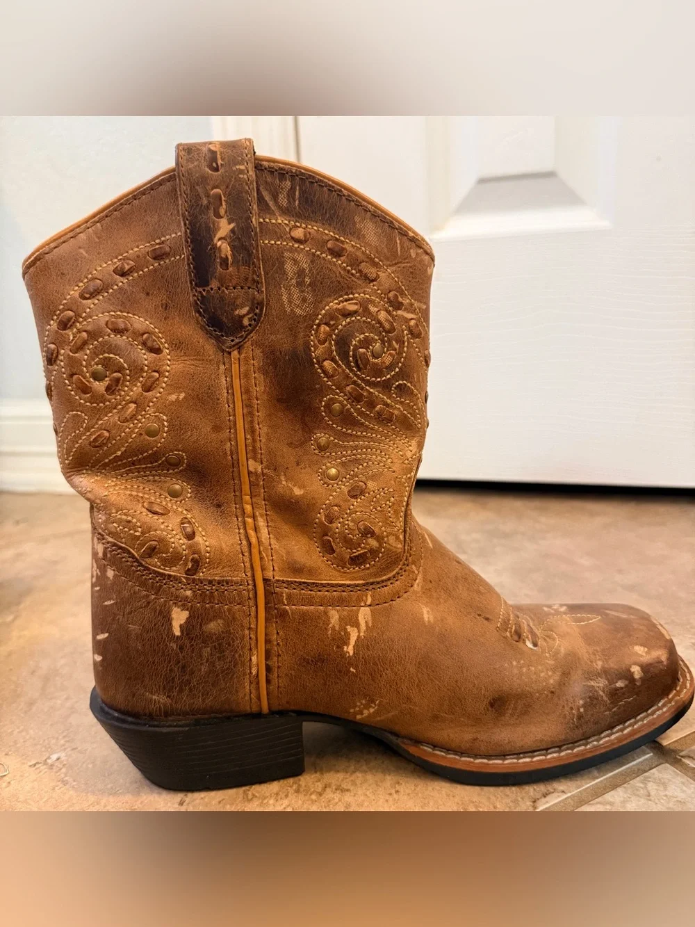 Smoky Mountain Brown Leather Western Boots - Boys Sz 2.5 R, Style 3853C